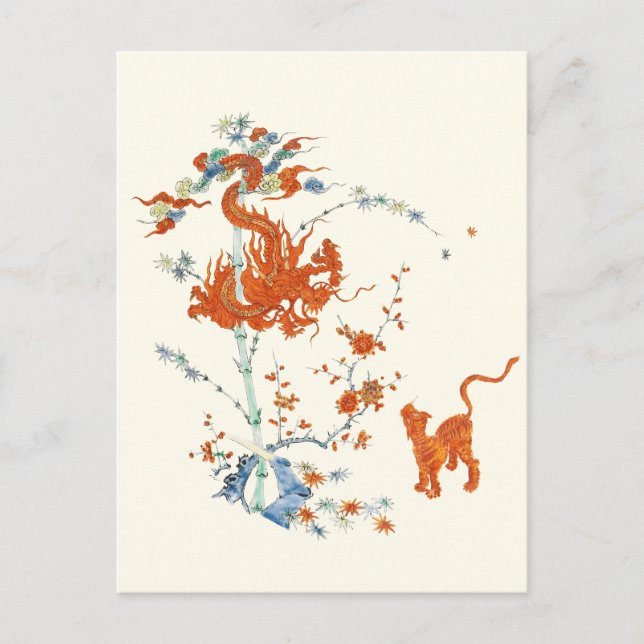 Kakiemon Dragon Tiger 1775 Postcard (Front)