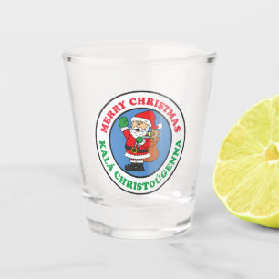 Kala Christougenna Greek Christmas Santa Shot Glass