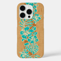 Kalaheo Hawaiian Hibiscus Tapa Faux Wood Aqua