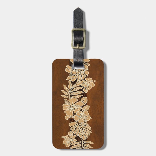 Kalaheo Hawaiian Hibiscus Tapa Luggage Tags (Front Vertical)