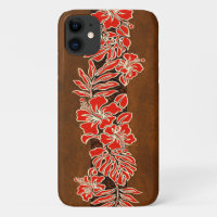 Kalaheo Hawaiian Red Hibiscus Tapa Faux Wood