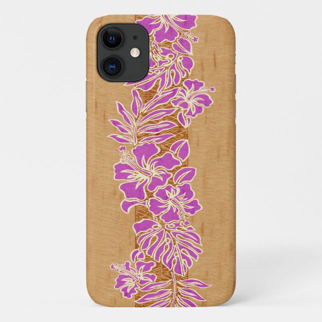 Kalaheo Hawaiian Violet Hibiscus Tapa Faux Wood Case-Mate iPhone Case (Back)