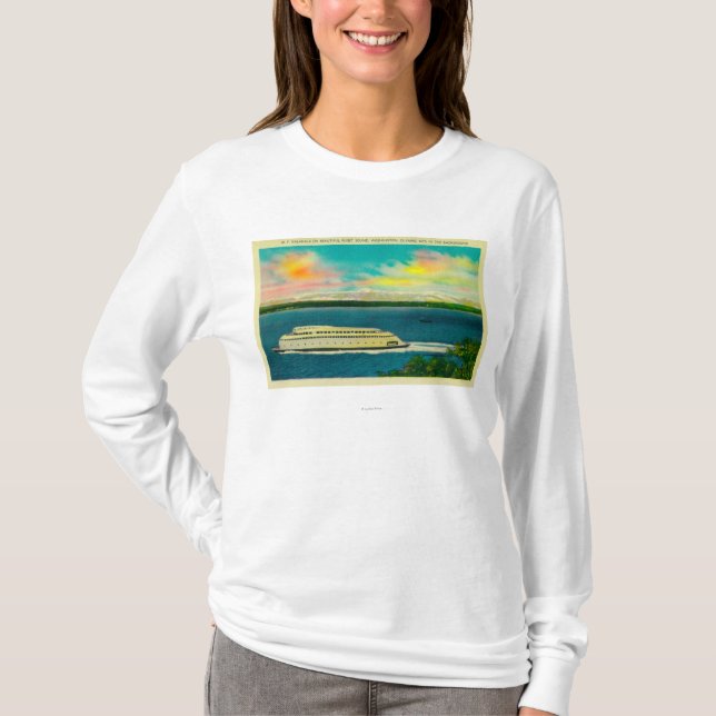 Kalakala Ferry, Puget Sound, Olympic Mountains T-Shirt (Front)