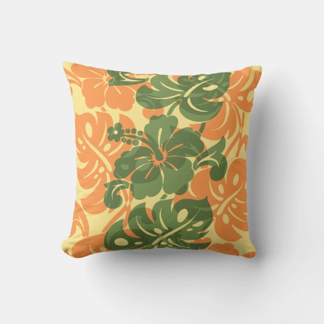 Kalakaua Border Hawaiian Hibiscus Pillows (Front)