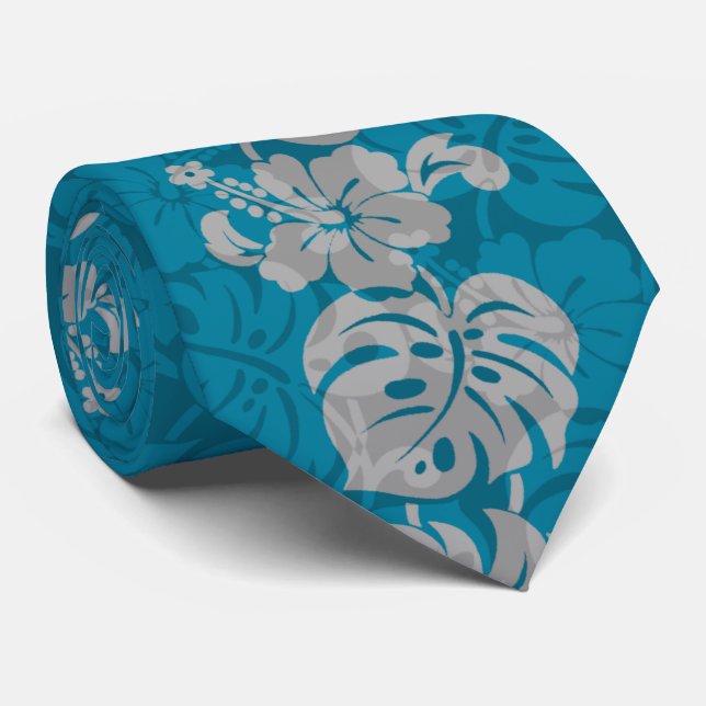 Kalakaua Border Hawaiian Hibiscus Two-side Printed Tie (Rolled)