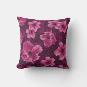 Kalalau Tapa Tropical Hawaiian Hibiscus Outdoor Cushion