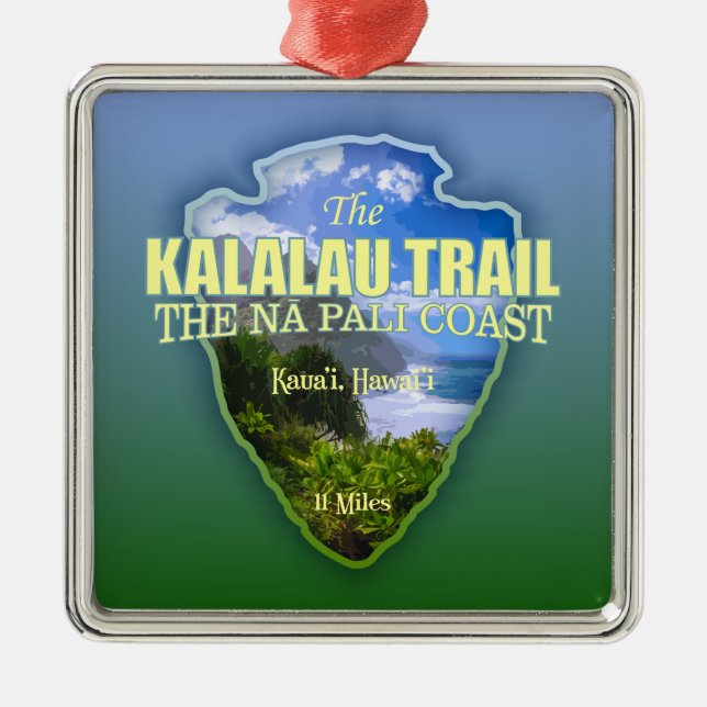 Kalalau Trail (arrowhead) Metal Tree Decoration (Front)
