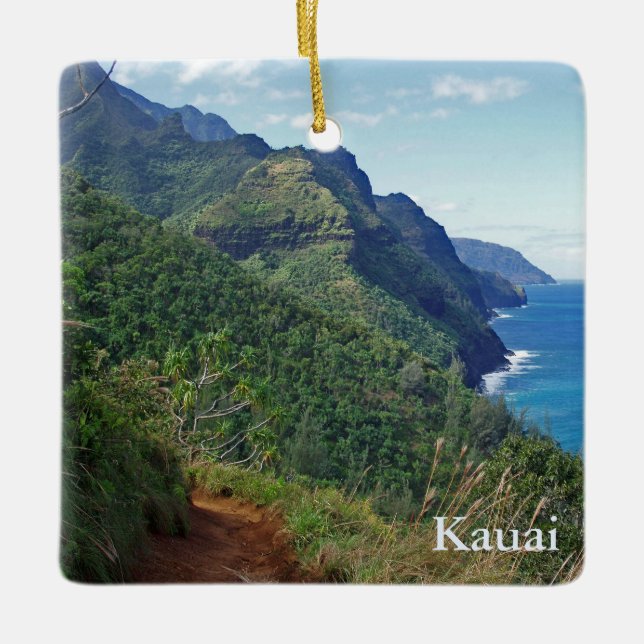 Kalalau Trail Ceramic Tree Decoration (Front)