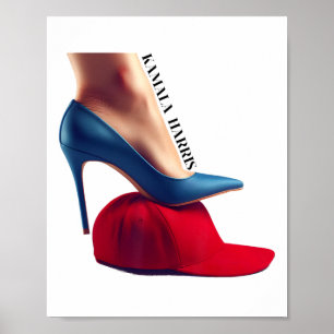 Kalama Harris 2024 Retro Comma La Red Hat Anti Tru Poster