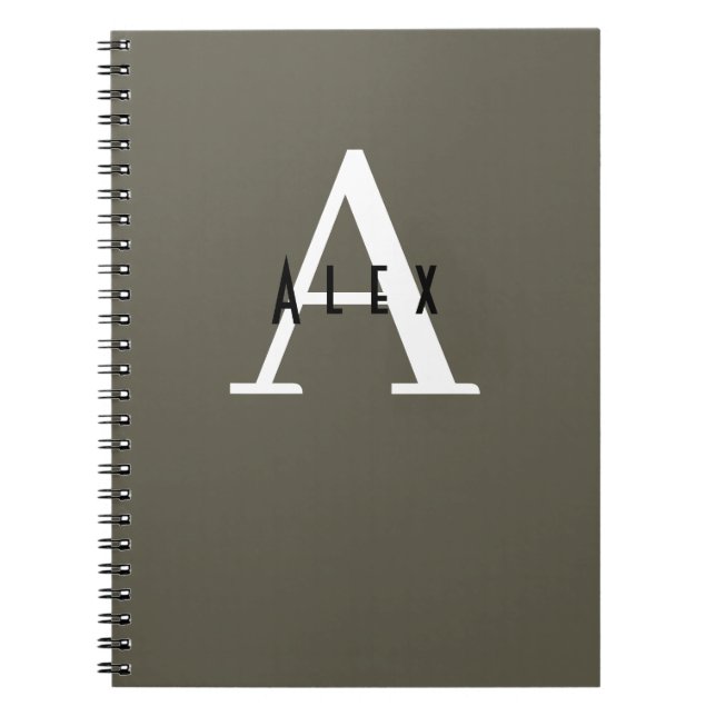 Kalamata Green Modern Custom Monogram Notebook (Front)