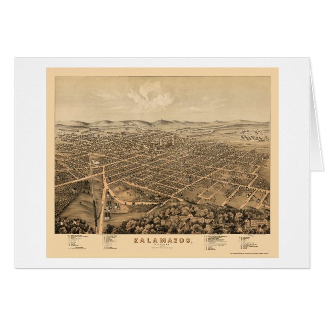 Kalamazoo, MI Panoramic Map - 1874 (Front Horizontal)