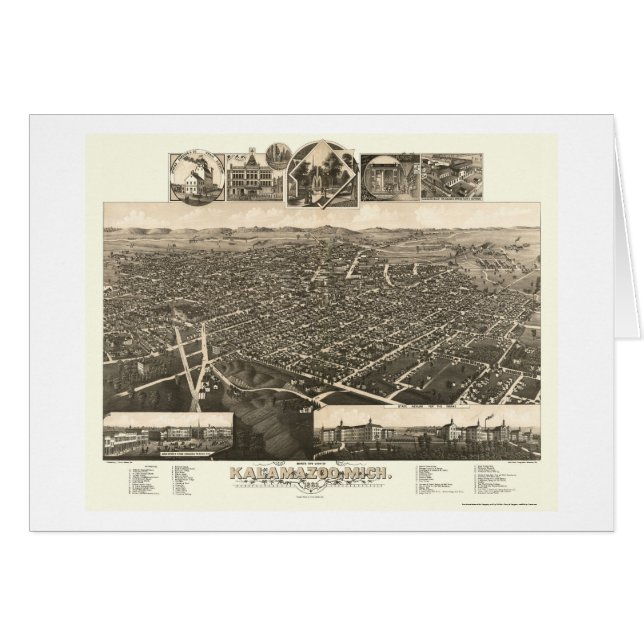 Kalamazoo, MI Panoramic Map - 1883 (Front Horizontal)