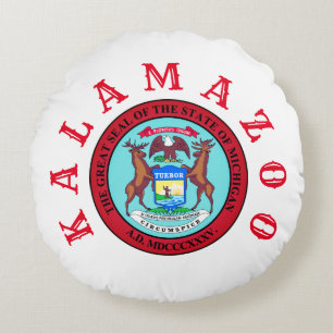 Kalamazoo Michigan Hometown Pride Round Cushion