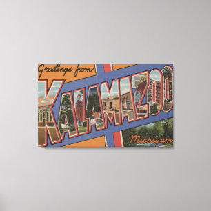 Kalamazoo, Michigan - Large Letter Scenes Canvas Print