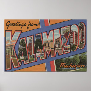 Kalamazoo, Michigan - Large Letter Scenes Poster