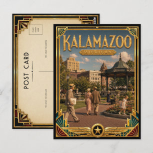 Kalamazoo Michigan Vintage Art Deco Golden Age Postcard
