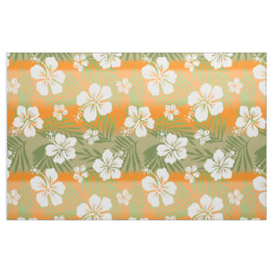 Kalani Tie Dye Blend Tropical Hibiscus - Orange Fabric