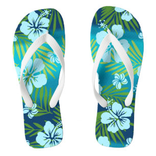 Kalani Tie Dye Blend Tropical Hibiscus - Teal Jandals