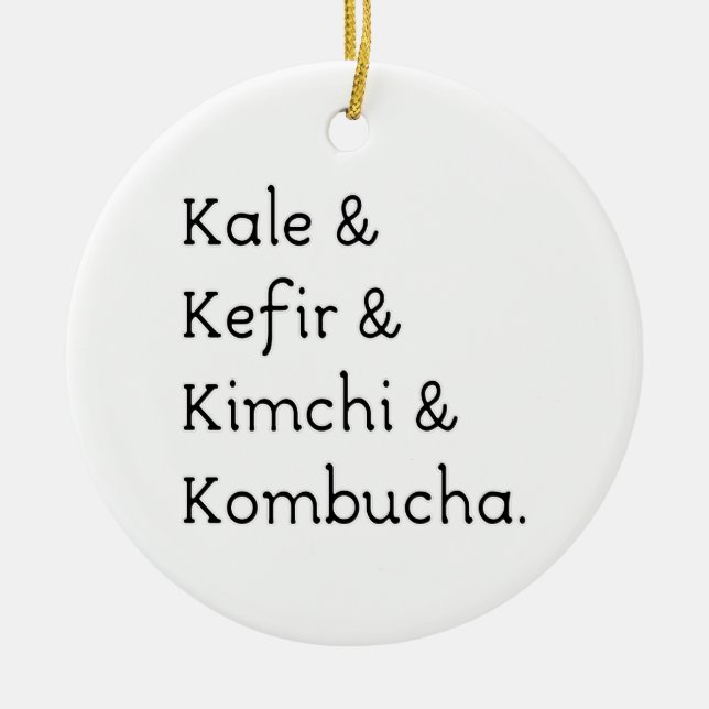 Kale Kefir Kimchi Kombucha Ceramic Tree Decoration (Front)