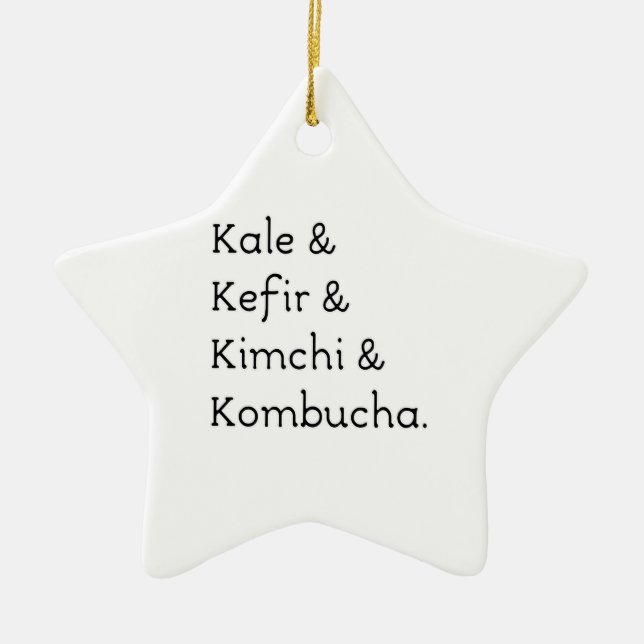 Kale Kefir Kimchi Kombucha Ceramic Tree Decoration (Front)