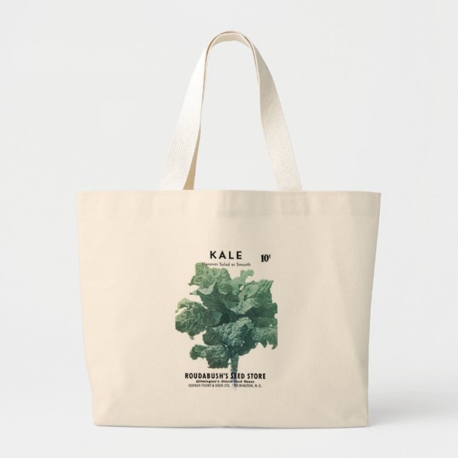 Kale, Roudabush's Seed Store Large Tote Bag (Front)