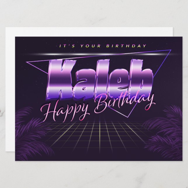 Kaleb Name First Name purla retro Card Birthday (Front/Back)