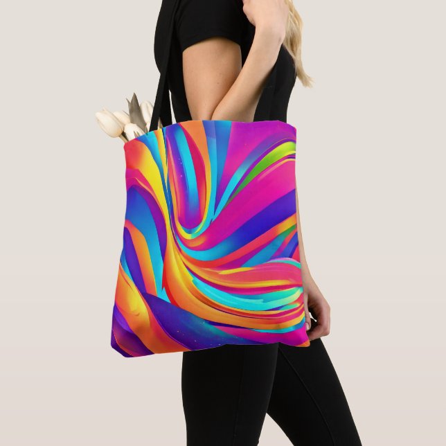 Kaleidoscope Abstract Burst Artwork Tote Bag (Close Up)