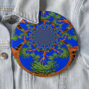 Kaleidoscope Acacia Tree Art Print/Graphic 6 Cm Round Badge