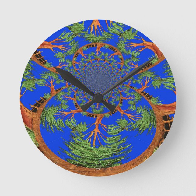 Kaleidoscope Acacia Tree Art Print/Graphic Round Clock (Front)