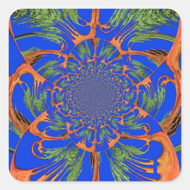 Kaleidoscope Acacia Tree Art Print/Graphic Square Sticker (Front)