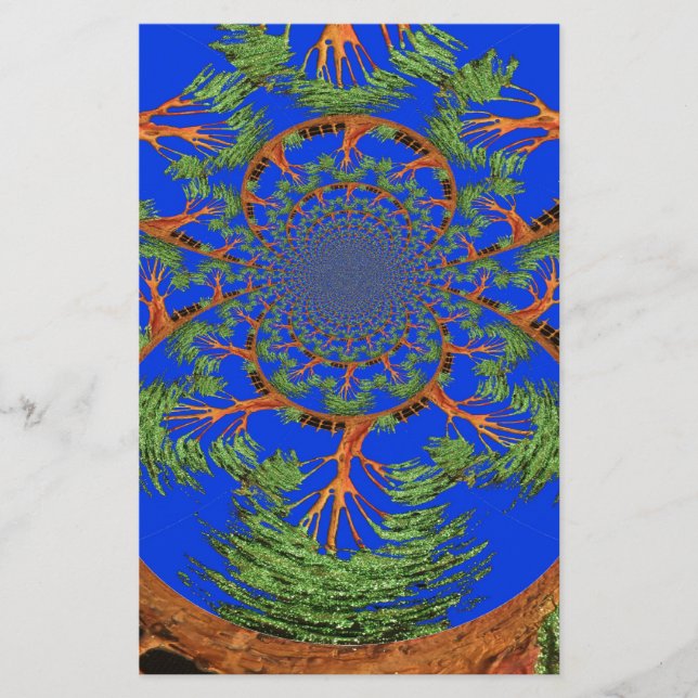 Kaleidoscope Acacia Tree Art Print/Graphic Stationery (Front)