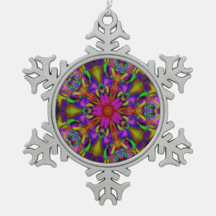 Kaleidoscope Apophysis Fractal Art - II Snowflake Pewter Christmas Ornament
