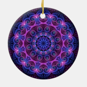 Kaleidoscope Apophysis Mandala Hearts Ceramic Tree Decoration