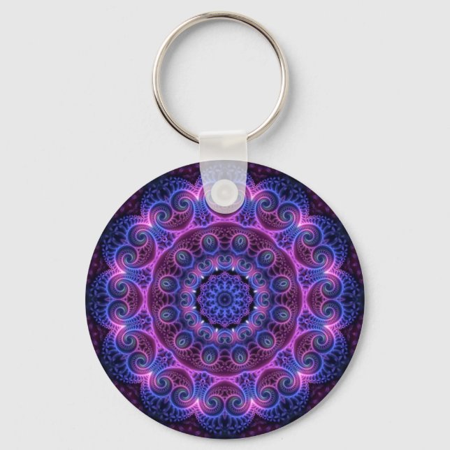Kaleidoscope Apophysis Mandala Hearts Key Ring (Front)