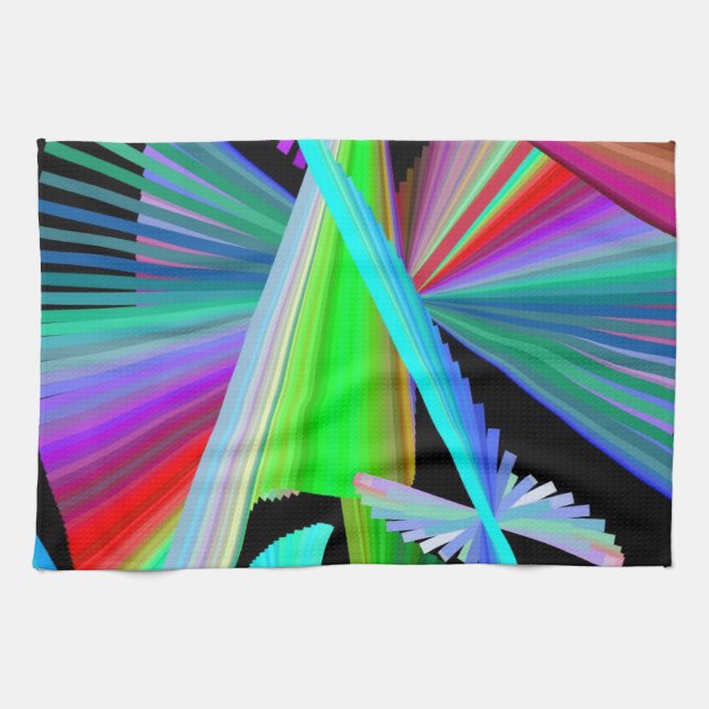 Kaleidoscope Art Red Green Purple Blue Black Tea Towel (Horizontal)