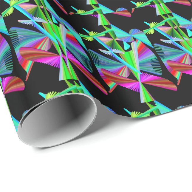 Kaleidoscope Art Red Green Purple Blue Black Wrapping Paper (Roll Corner)