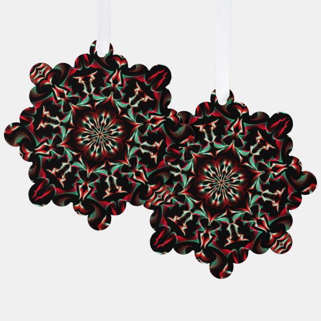 Kaleidoscope Beautiful Pattern Black Red Tree Decoration Card (Front/Back)