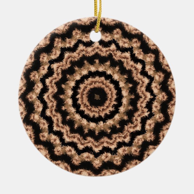 Kaleidoscope Beige Circular Pattern Ornament (Front)
