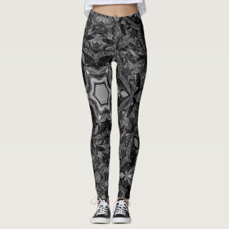 kaleidoscope  black and white pattern leggings