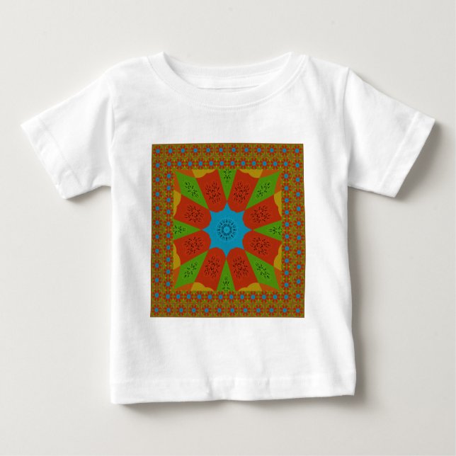 Kaleidoscope Bloom A Vibrant African Print Colour  Baby T-Shirt (Front)