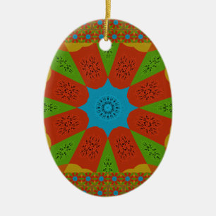 Kaleidoscope Bloom A Vibrant African Print Colour  Ceramic Tree Decoration