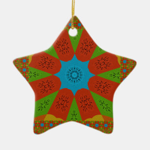 Kaleidoscope Bloom A Vibrant African Print Colour Ceramic Tree Decoration