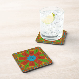 Kaleidoscope Bloom A Vibrant African Print Colour Coaster