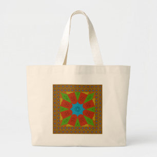 Kaleidoscope Bloom A Vibrant African Print Colour  Large Tote Bag
