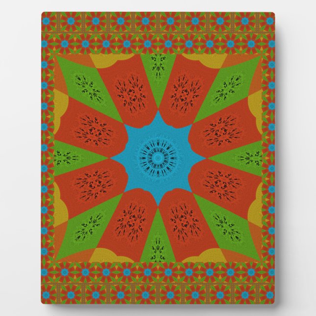 Kaleidoscope Bloom A Vibrant African Print Colour  Plaque (Front)