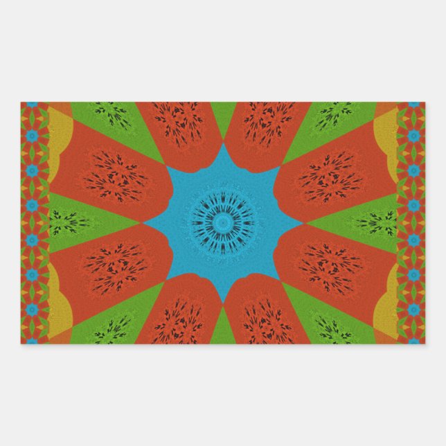 Kaleidoscope Bloom A Vibrant African Print Colour  Rectangular Sticker (Front)