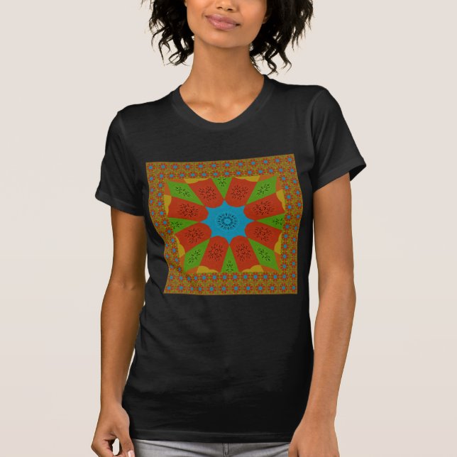 Kaleidoscope Bloom A Vibrant African Print Colour  T-Shirt (Front)