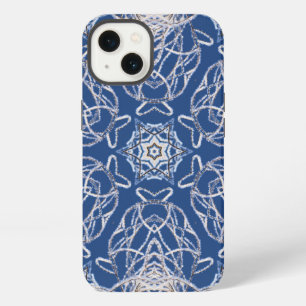Kaleidoscope Blue with White Snow Lines iPhone 13 Case