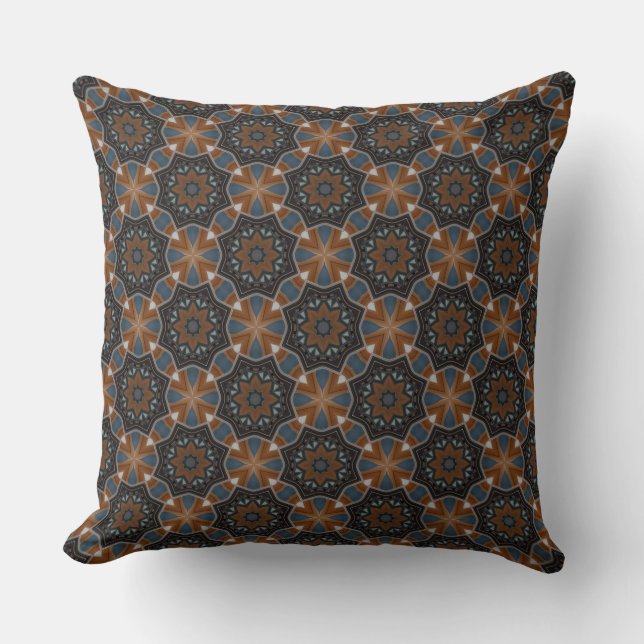 Kaleidoscope Brown Star pattern small diag Cushion (Front)
