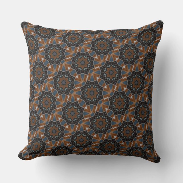 Kaleidoscope Brown Star pattern small HD diag Cushion (Front)